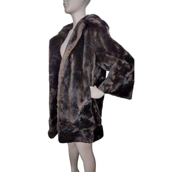 Vintage 50s Tocci Tissavel France Brown Faux Fur Mob Wife Teddy Bear Coat OSFM - Picture 1 of 10